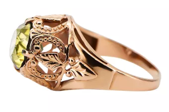 Ring Yellow Peridot Original Vintage 14K Rose Gold Vintage vrc080r